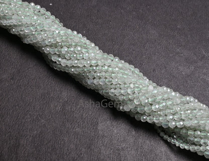 Beautiful Green Amethyst Micro Cut Rondelle Beads,13"Natural Green Amethyst Machine Cut Faceted Gemstone Amethyst Bead Jewelry Necklace SALE