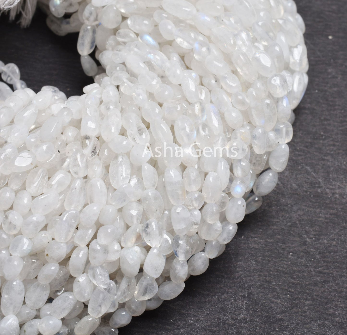 Natural Flash Rainbow Moonstone Smooth Nugget Beads,13"Strand Blue Fire White Rainbow Plain Tiny Tumble Handmade Gemstone Bead Jewelry Craft