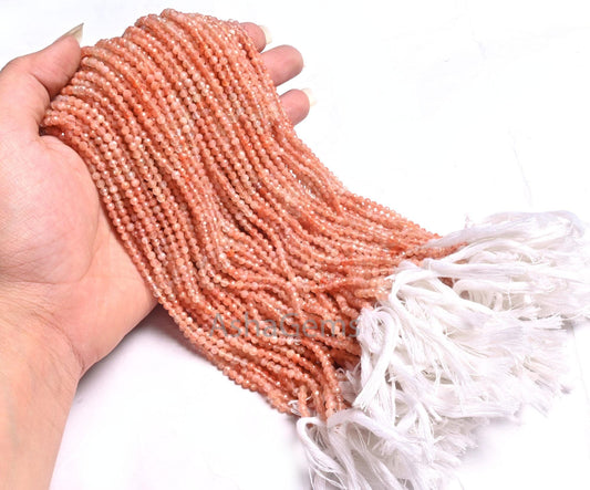 AAA Quality Natural Sunstone Micro Cut Gemstone Beads,3.5 mm Shaded Sunstone Machine Cut Rondelle Sunstone Beads Jewelry Making Crafts SALE