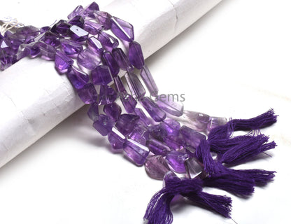 Natural African Amethyst Faceted Nugget Shape Beads,9" Strand Purple Amethyst Handmade Indian Cut Faceted Nugget Gemstone Bead Jewelry Craft (AG 22237)