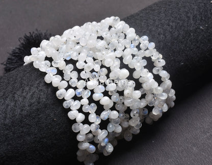 Blue Fire rainbow Moonstone Smooth Drops Shape Beads,8" White rainbow Plain Handmade Uneven Teardrop Beads Gemstone Rainbow Moonstone SALE