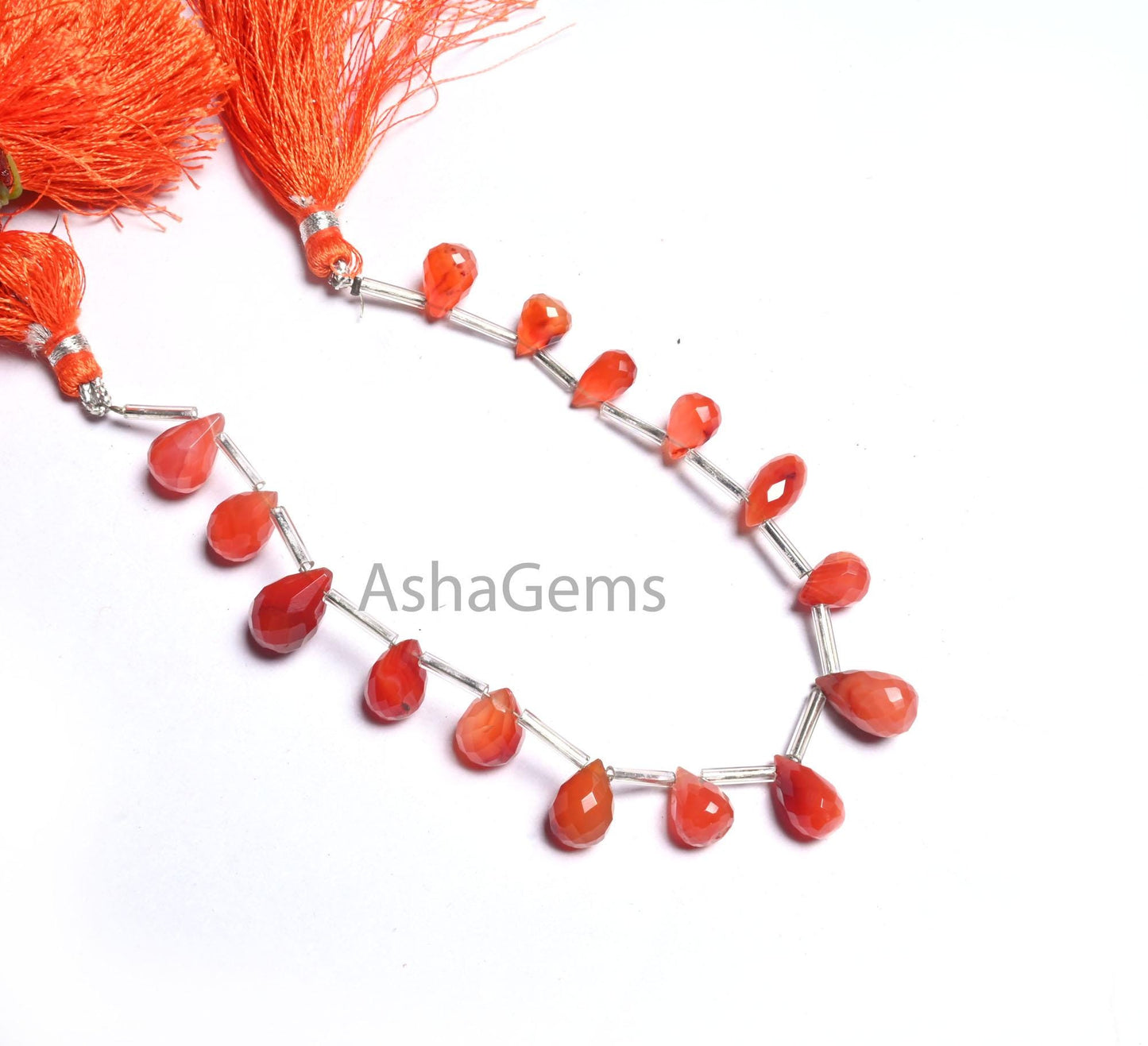 Natural Red Carnelian Faceted Drop Shape Gemstone Loose Beads, Carnelian Side Drill Teardrop Briolette carnelian Beads Jewelry Making Crafts