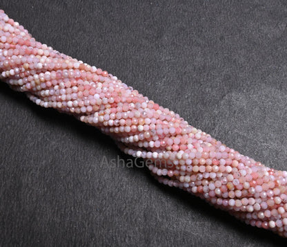 Beautiful Pink Opal Faceted Machine Cut Rondelle Beads,2-2.2mm Genuine Pink Opal Micro Cut Tiny Gemstone Opal Bead Jewelry Making Craft SALE