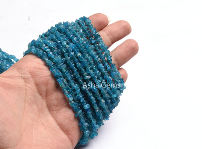 Neon Blue Apatite Uncut Chip Beads,34"Strand Natural Apatite beads, Neon Apatite Smooth Raw Rough Tiny Uneven Gemstone Beads Jewelry Makings