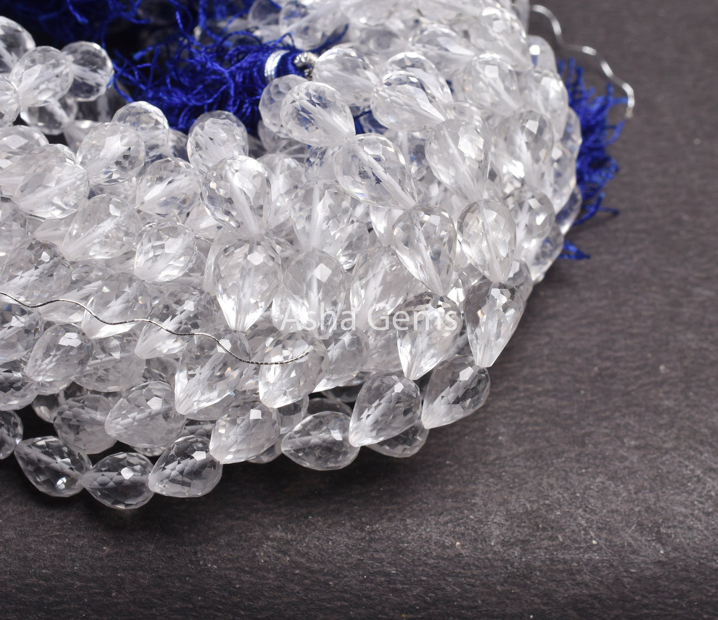 AAA Quality Crystal faceted Drops Straight Drill Beads,8"Strand Natural white Crystal Quartz Teardrop Machine Cut Gemstone Bead Jewelry SALE