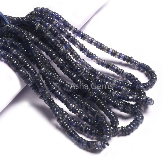 Fine Quality Iolite Smooth Flat Tyre Beads, Natural Blue Iolite Heishi Tyre Gemstone Beads,Iolite Wheel Shape Bead Jewelry Making Craft SALE