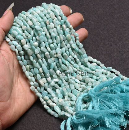 Natural Blue Amazonite Smooth Tiny Nugget Gemstone Loose Beads, Fine Amazonite Handmade Uneven Tumble Shape Straight Drill Bead Jewelry SALE