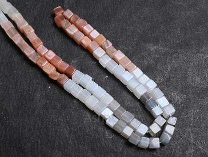 Beautiful Multi Moonstone Smooth Cube Box Beads,8/16" Fine Natural Multi Color Moonstone 3D Cube Gemstone Handmade Moonstone Beads jewelry