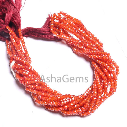 13.5" Strand AAA Quality Orange Zircon Micro Cut Tiny faceted beads,2.5 mm Dark Orange Cubic Zircon Machine Cut Rondelle Beads Jewelry Craft