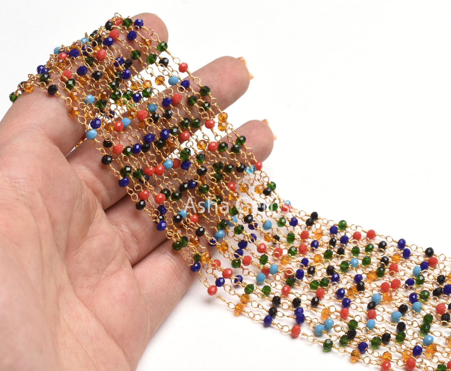 Beautiful Multi Disco Hydro Faceted Rondelle Beads Rosary Chain Gold Plated Wire Wrap Jewelry Making Beaded handmade Colorful Chains Jewelry
