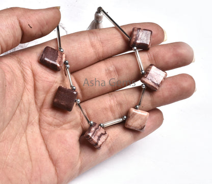 Beautiful Brown Jasper Fancy Square Side Drill Beads,5 Piece Strand Natural Picture Jasper Smooth Handmade Square Gemstone Bead Jewelry SALE