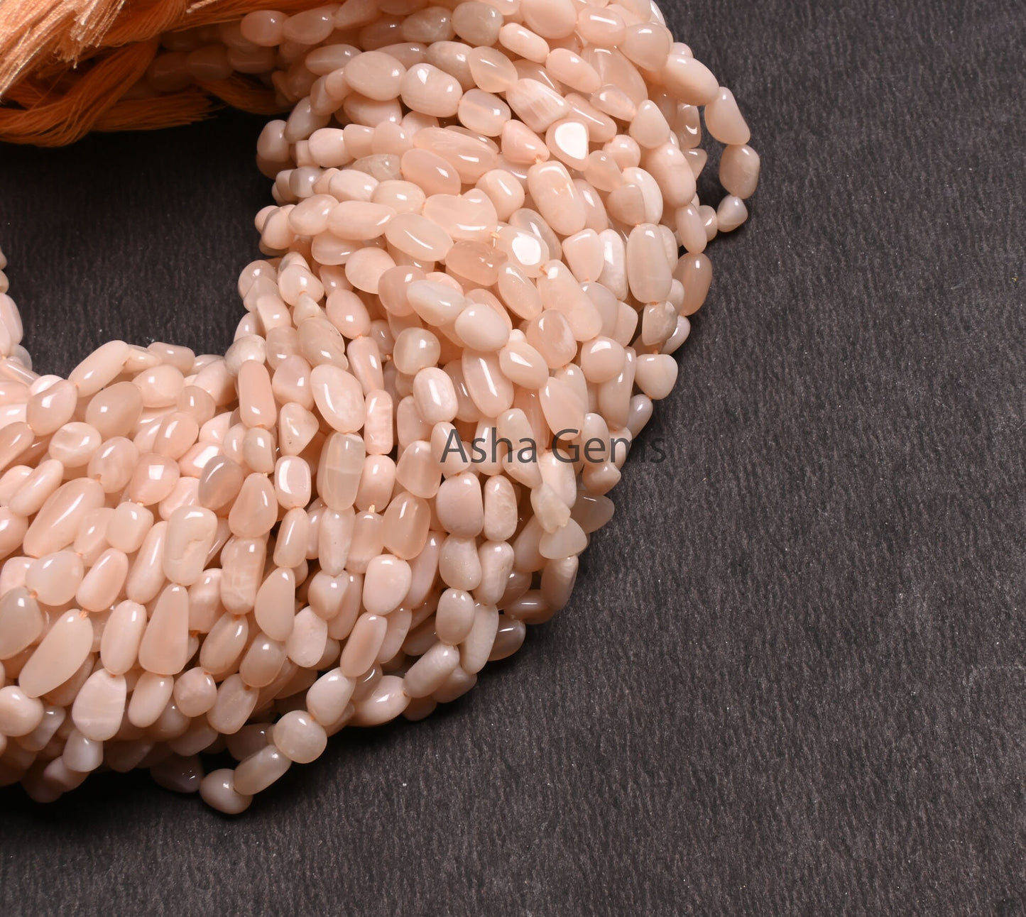 Natural Peach Moonstone Nugget Shape Tiny Gemstone Beads, Light Off Pink Moonstone Smooth Handmade Uneven Tumble Beads Jewelry making Craft (AG 22264)