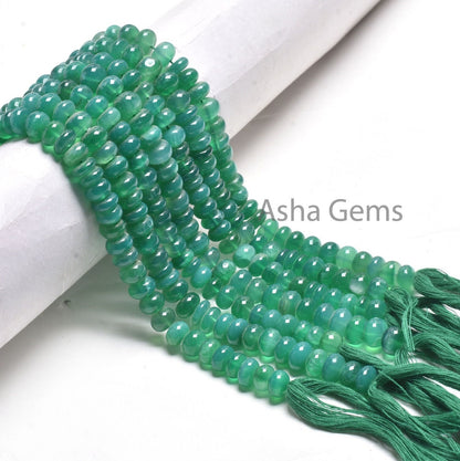 Green Onyx Smooth Rondelle Shape Beads,12.5" Strand Onyx Plain handmade Gemstone Loose Beads, green Onyx Beads For Jewelry Making Craft SALE