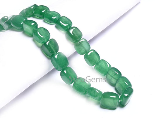 Beautiful Green Onyx Smooth Fancy Nugget Gemstone Beads,15" Fine Green Onyx Plain Handmade Square Shape Uneven Tumble Beads Necklace Jewelry