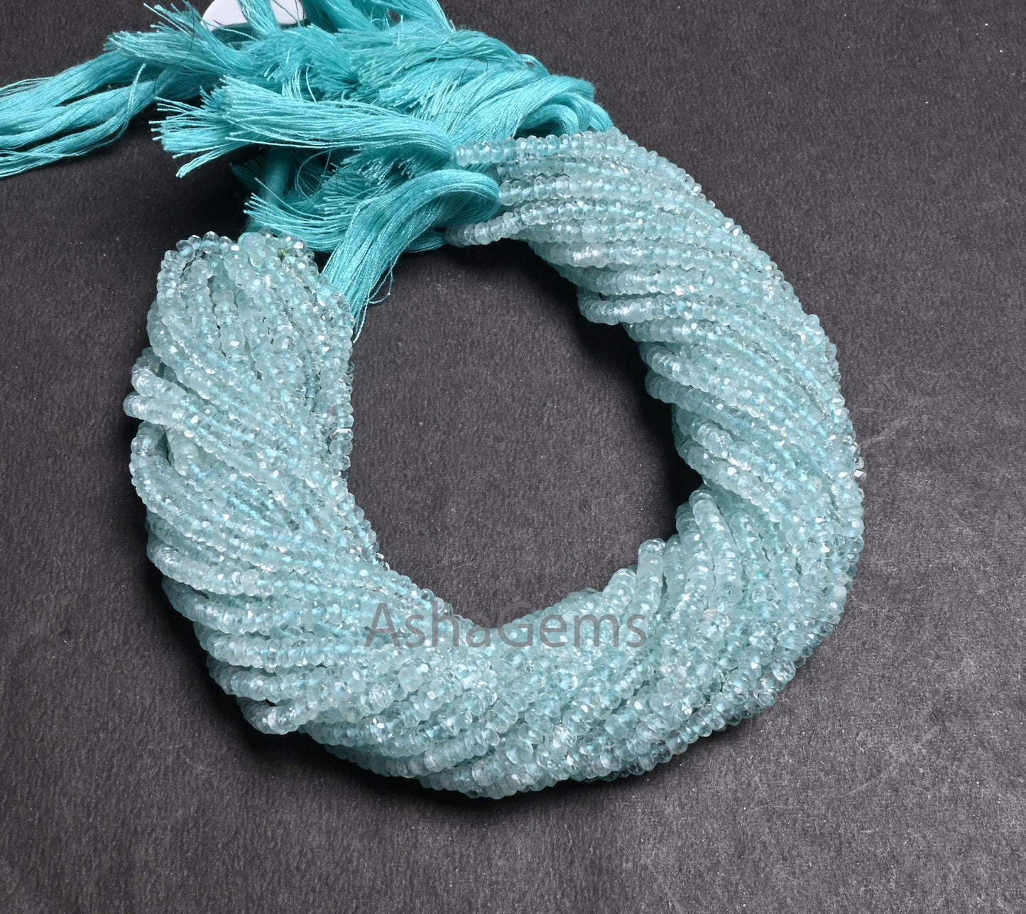 Fine Genuine Aquamarine Faceted Rondelle Beads,4-4.5mm Natural Blue Aquamarine Indian Machine Cut Gemstone Aquamarine Beads Jewelry Necklace