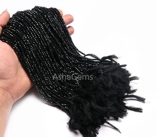 Beautiful Natural Black Spinel Rondelle Faceted Micro Cut Gemstone Loose Beads 3 mm AAA Quality Spinel Micro Cut Beads Jewelry Making Crafts