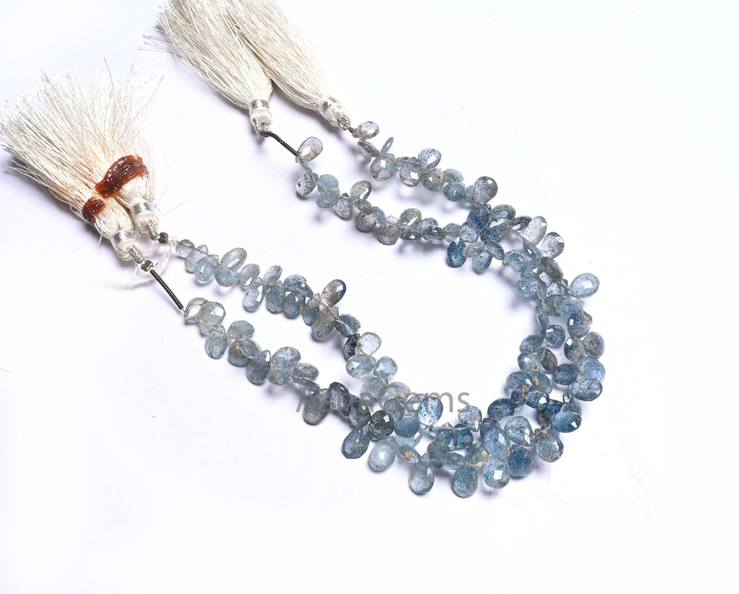 Beautiful Moss Aquamarine Faceted Pear Shape Gemstone beads,8" Natural Blue Aquamarine Side Drill Teardrop Briolette Moss Aqua Beads Jewelry (AG 18627)
