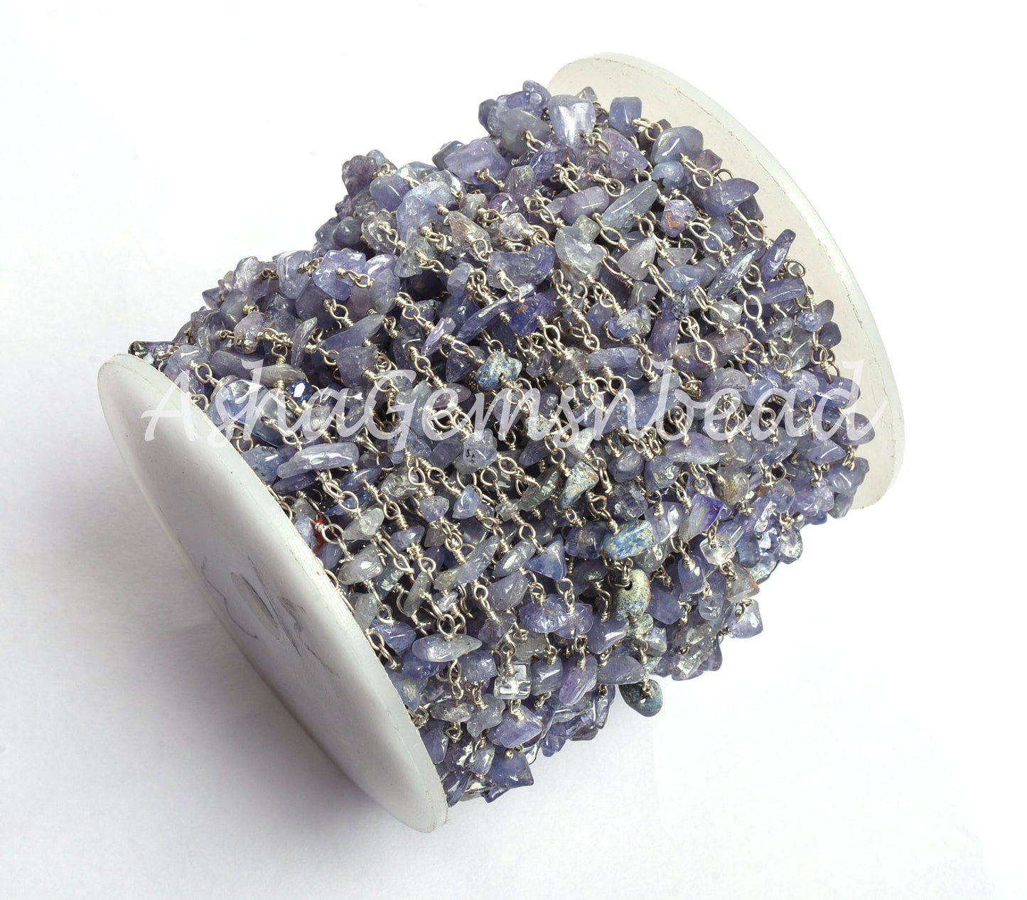 Beautiful Tanzanite Smooth uncut Chip Beads Rosary Chain, Natural Blue Tanzanite Nugget Rosary Chain , Silver Plated wire Beaded Chains SALE