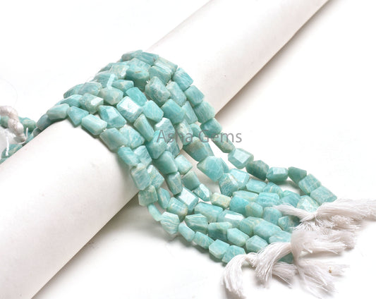 Fine Amazonite Faceted Indian Cut nugget Gemstone Beads, Natural Blue amazonite Handmade Straight Drill Tumble Amazonite Beads jewelry SALE