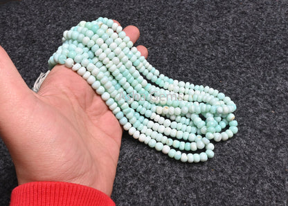 Shaded Sky Blue Peru Opal Smooth Rondelle Shape Beads, Beautiful Blue Opal Plain Handmade Gemstone Opal Bead For Necklace jewelry Craft SALE