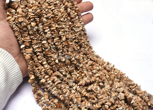 34 Inch Strand natural Picture Jasper Uncut chip Beads, Brown jasper Smooth Raw Rough Polish Gemstone Beads Picture Jasper Bead Jewelry SALE