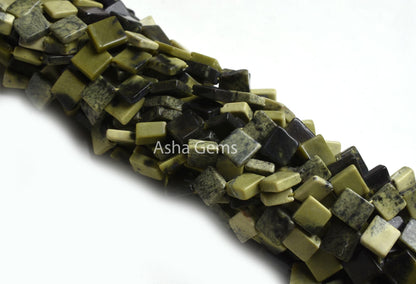 Natural Jasper Fancy Kite Shape Smooth Gemstone Beads,13" Shaded Green Black Jasper Square Side Drill handmade Jasper Beads Jewelry Crafts