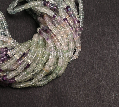 4.5mm Shaded Fluorite Smooth Heishi Tyre Gemstone Beads,8/16" Strand AAA Natural multi Fluorite Handmade Flat Wheel Bead Jewelry Making SALE
