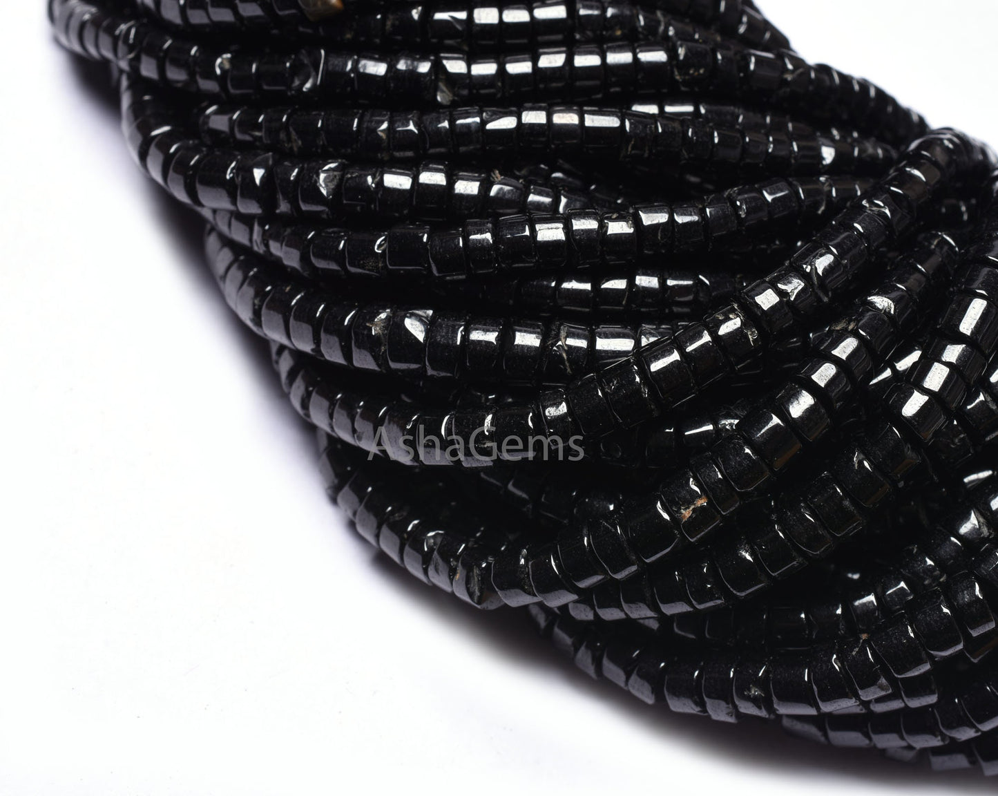 AAA Quality Black Spinel Smooth Wheel Shape Beads, Spinel Tyre Beads,4,5 mm Black Gemstone Center Drill Beads For Necklace Jewelry Making