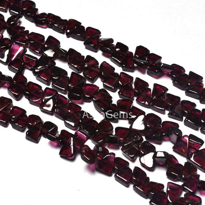 13" Strand Natural Garnet smooth Triangle shape Gemstone beads, red garnet plain handmade flat trillion Beads Garnet side drill Bead Jewelry