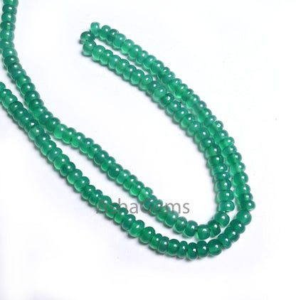 AAA Quality Green Onyx Smooth Rondelle Gemstone Beads,16" Strand Onyx Beads, Beautiful Green Onyx Plain Roundelle Handmade Bead Jewelry SALE