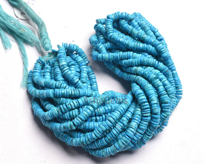 AAA Turquoise Howlite Smooth Tyre Shape Beads,5-5.5 mm Blue Turquoise Plain Handmade Tyre Shape Gemstone Beads For Jewelry Making Craft SALE
