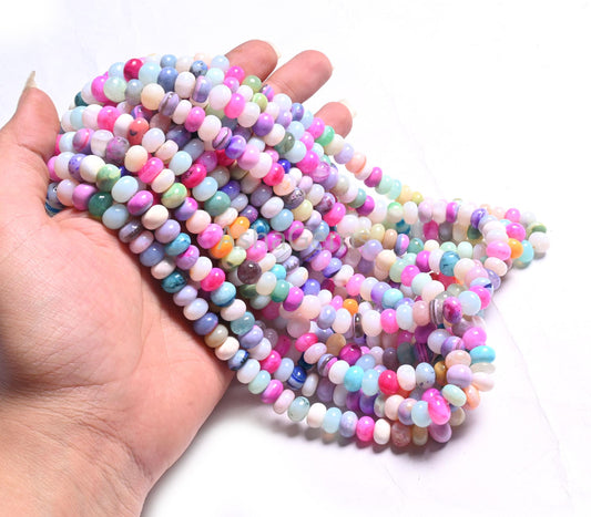 Fine Quality Mix Color Opal Smooth Rondelle Gemstone Loose Beads,16"Disco Opal Plain Handmade Beads, Multi Opal Bead Jewelry handicraft SALE