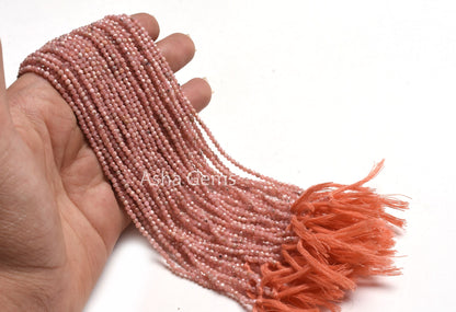 AAA Natural Rhodochrosite Micro Cut Faceted Beads,2.5 mm Pink Rhodochrosite Machine Cut Rondelle Gemstone Beads, Rhodochrosite Beads Jewelry