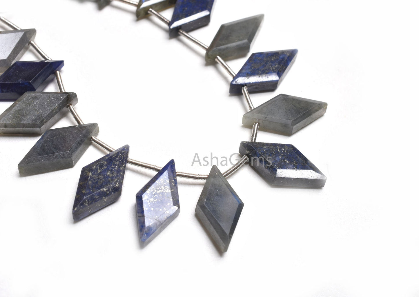 Natural Blue Lapis+ Labradorite Faceted Rhombus Shape Beads,9-18 mm Multi Color Stone Fancy Side Drill Gemstone Beads Jewelry Making Crafts