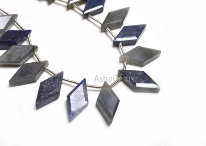 Natural Blue Lapis+ Labradorite Faceted Rhombus Shape Beads,9-18 mm Multi Color Stone Fancy Side Drill Gemstone Beads Jewelry Making Crafts