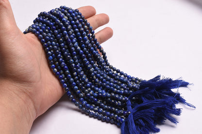 Natural Lapis Lazuli Smooth Round Beads,5, 5.5 mm Blue lapis Round Gemstone Beads,13" Strand Lapis Beads For Jewelry Making Handicrafts SALE