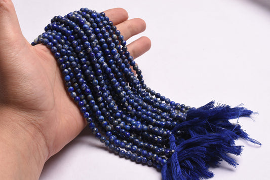 Natural Lapis Lazuli Smooth Round Beads,5, 5.5 mm Blue lapis Round Gemstone Beads,13" Strand Lapis Beads For Jewelry Making Handicrafts SALE