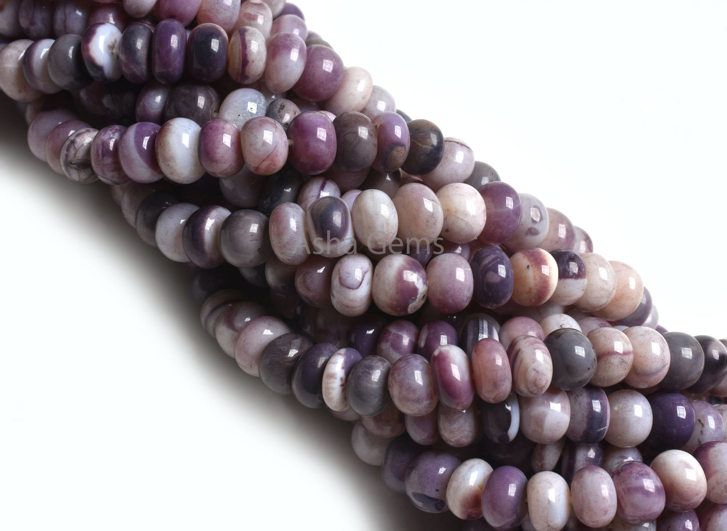 7-8 mm Shaded Plum Purple Opal Smooth Rondelle Shape Beads,16" Strand Opal Beads, Lavender Opal Plain Handmade Gemstone Beads Jewelry Crafts