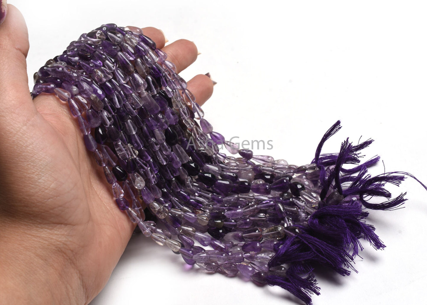 Shaded Purple Amethyst Smooth Drop Straight Drill Beads, Natural African Amethyst Plain Handmade Teardrop Gemstone Bead, Amethyst Bead Craft