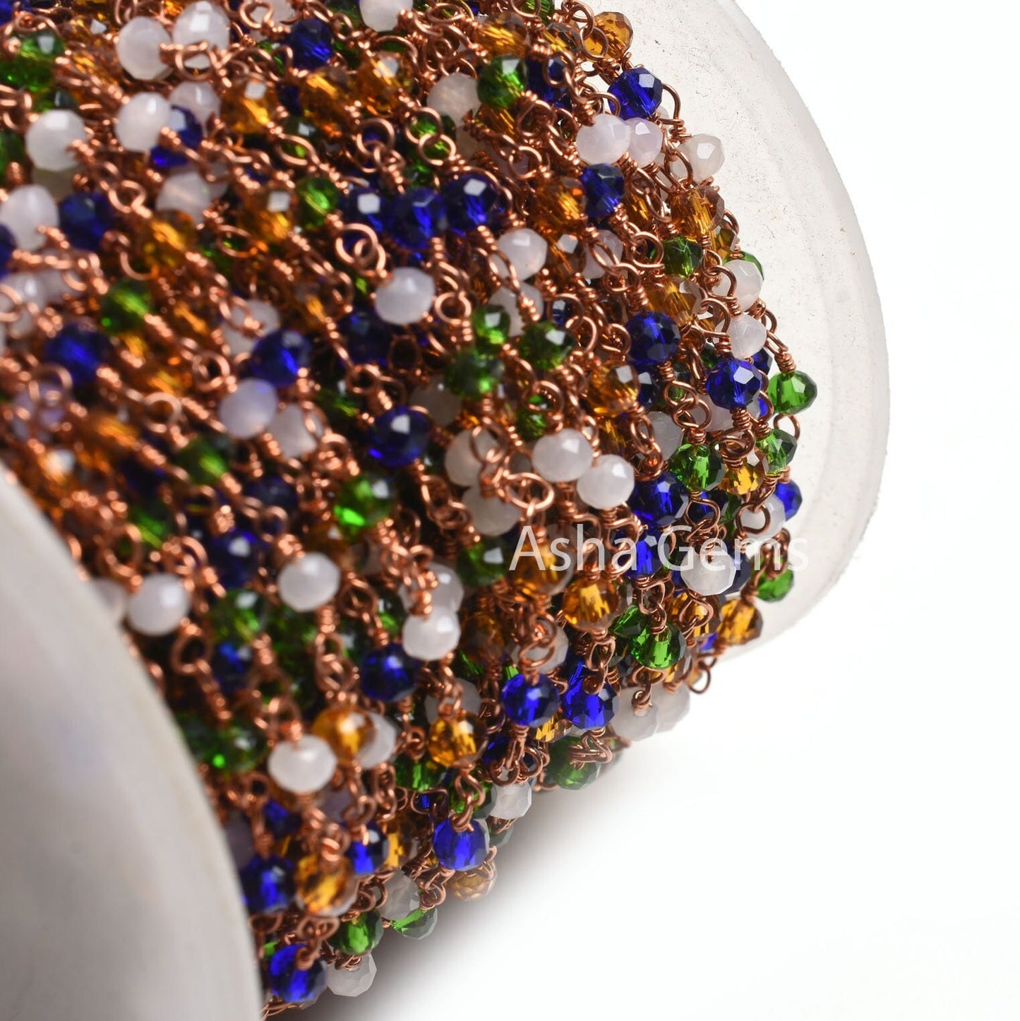 3,10,50Feet Multi Color Disco Hydro Faceted Beads Rosary Chain Rose Gold Plated Wire Wrap Copper Metal Chain Jewelry Making Craft Chain SALE