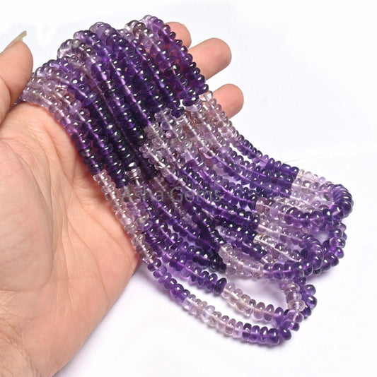 17" Strand Beautiful Amethyst Smooth Rondelle Gemstone Beads, Natural Amethyst Beads Shaded Purple Amethyst handmade Bead Jewelry Craft SALE