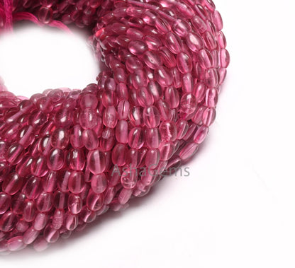 5.5-7.5mm Beautiful Pink Hydro Smooth Oval Shape Handmade Beads,13" AAA Pink Rubellite Color Hydro Plain Oval Bead Jewelry making Craft SALE