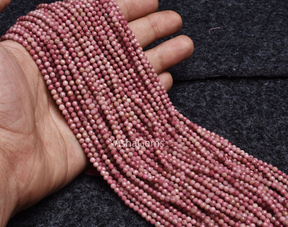 Beautiful Pink Rhodonite Micro Faceted Rondelle Gemstone Beads,3 mm Natural Rhodonite Beads, Rare Rhodonite Machine Cut Center Drill Beads
