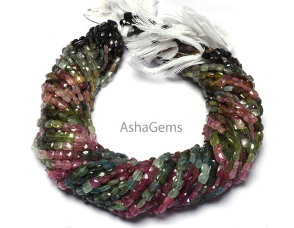 Natural Multi Tourmaline faceted Gemstone Beads, Tourmaline Fancy Uneven cushion Shape beads, Multi Color Tourmaline Handmade Beads Jewelry