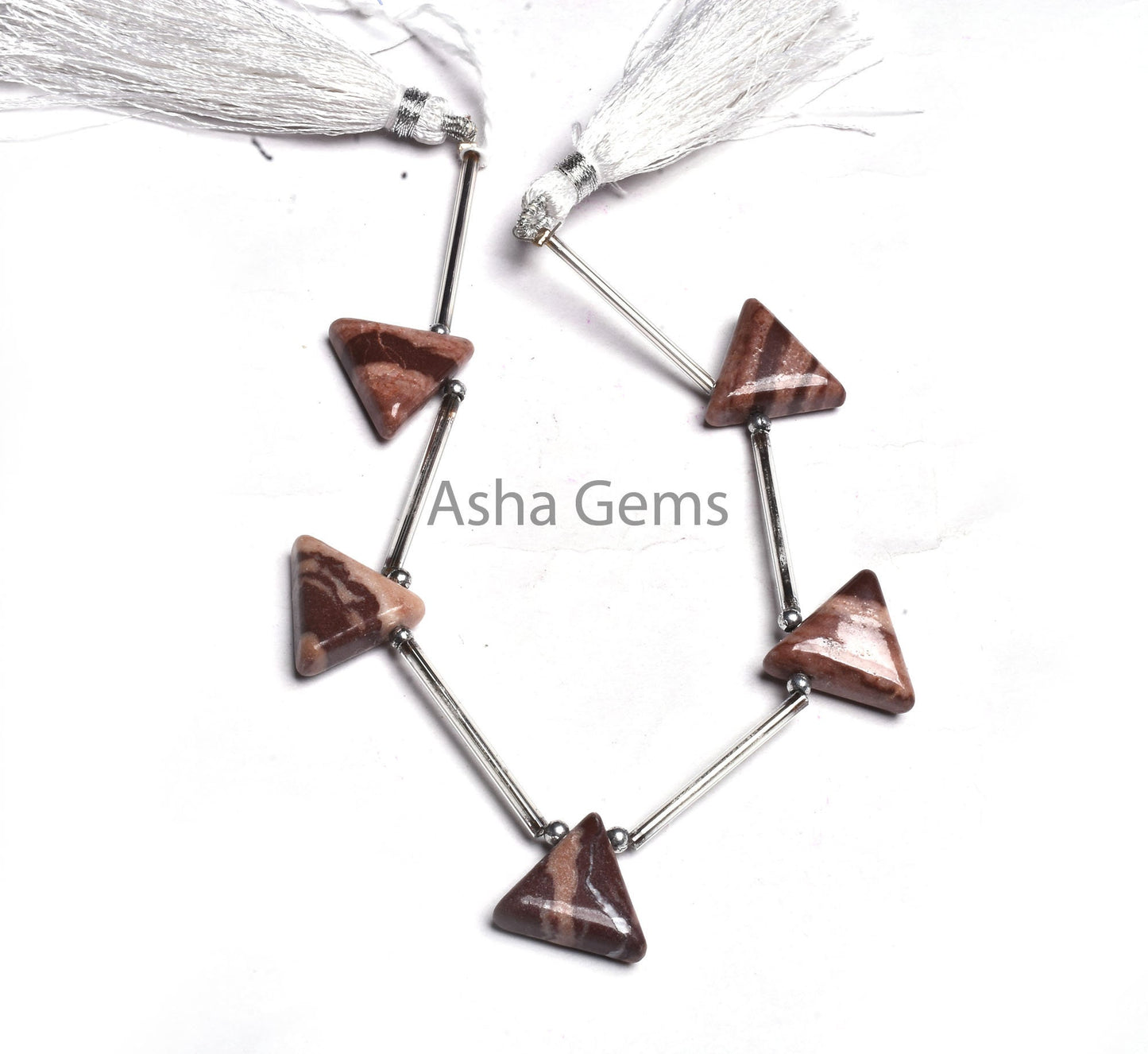 Shaded Brown Jasper Triangle Shape Beads,14-16 mm Picture Jasper Smooth Trillion Gemstone Side Drill Beads, Jasper Beads Jewelry making Sale