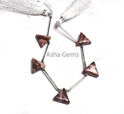 Shaded Brown Jasper Triangle Shape Beads,14-16 mm Picture Jasper Smooth Trillion Gemstone Side Drill Beads, Jasper Beads Jewelry making Sale
