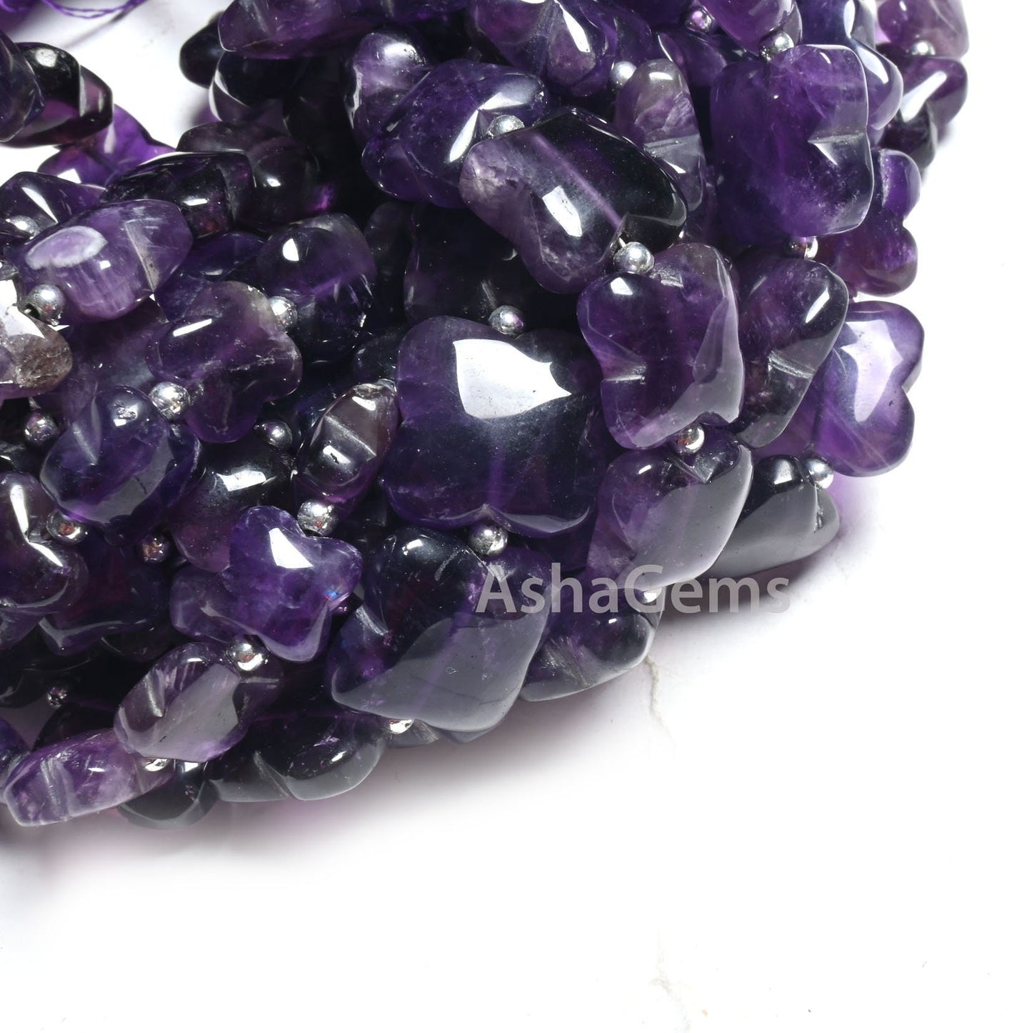 Natural Amethyst Smooth Carving Flower Shape Gemstone handmade Beads, Purple Amethyst Fancy Carve Square Straight Drill Beads Jewelry Crafts