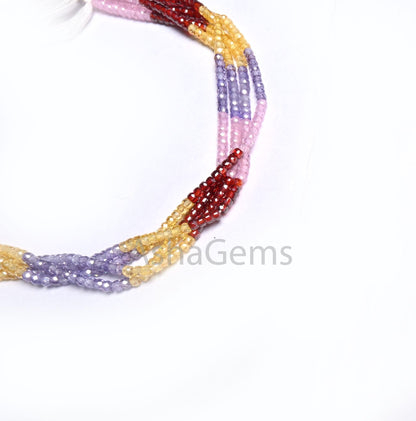13" Strand Zircon Micro Faceted Beads Beautiful Multi Color Zircon Faceted Beads,3mm Cubic zirconia Rondelle Beads, For Jewelry Making Craft