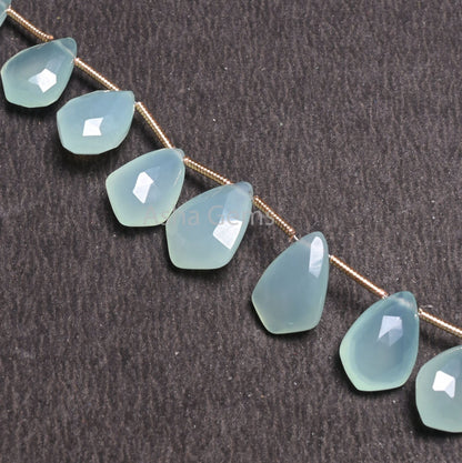 Beautiful Aqua Blue Chalcedony Fancy Shape Beads,10 Piece Strand AAA Chalcedony Faceted Side Drill Briolette Gemstone Beads Jewelry makings