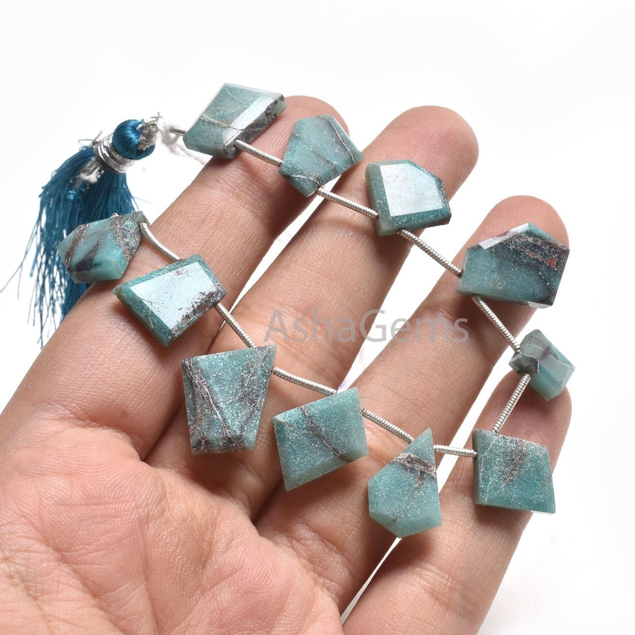 Natural Chrysocolla Fancy Uneven Flat Slice Shape Faceted Beads,10-16mm Blue Chrysocolla Beads Table Cut Side Drill Bead Jewelry Crafts SALE